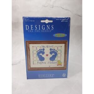 Designs For The Needle Counted Cross Stitch Kit Baby Feet Birth Record 5x7